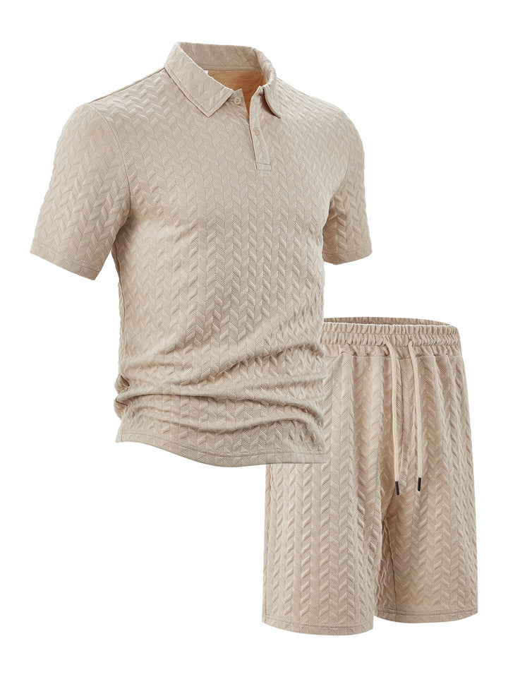 Herrernes Sportive Polo-Shorts-Sæt med struktureret Design og åndbare Egenskaber Stilla