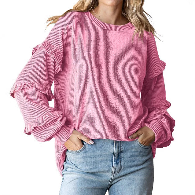 Dame sweater med flæseærmer Stilla