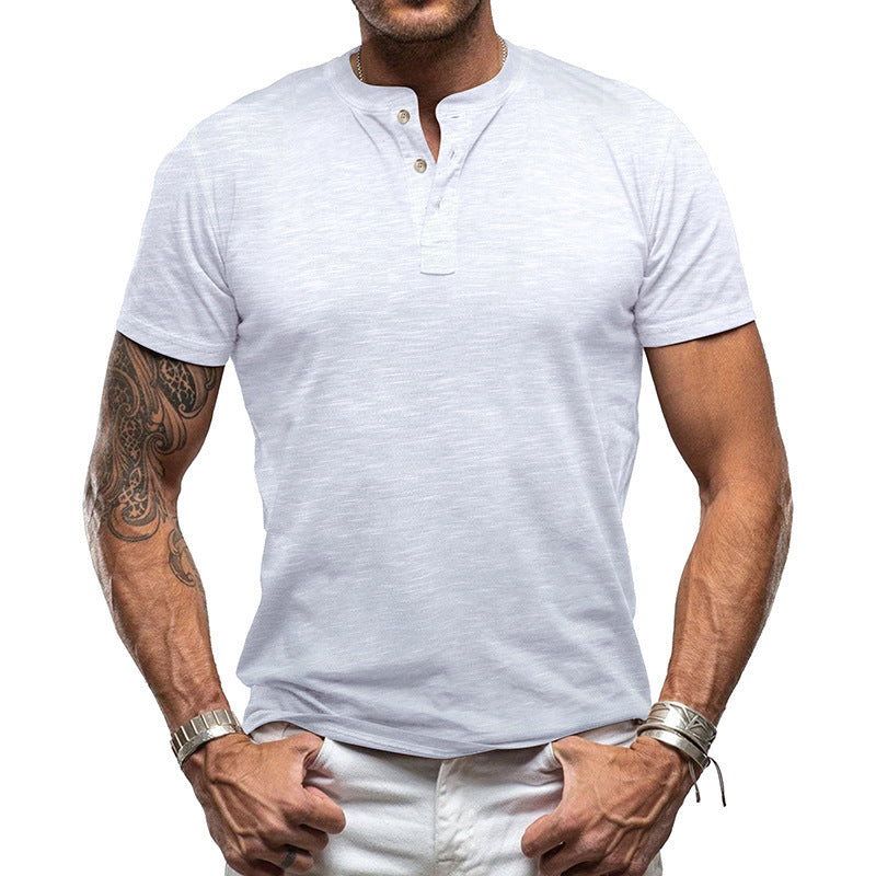 Herrer Kortærmet Henley T-Shirt med moderne Button-Down-udskæring Stilla
