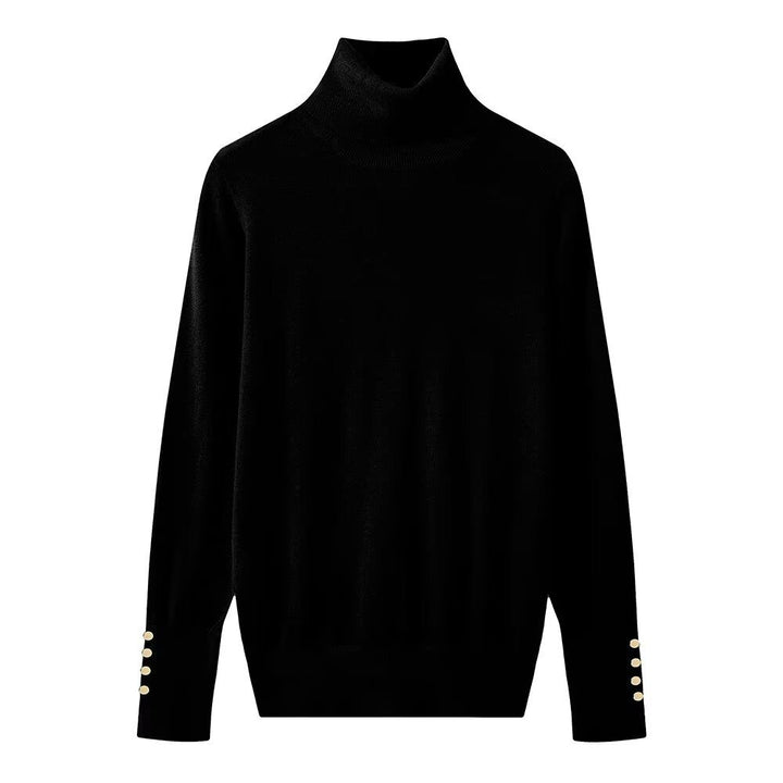 Femme Rullekravepullover med knapdetaljer Stilla