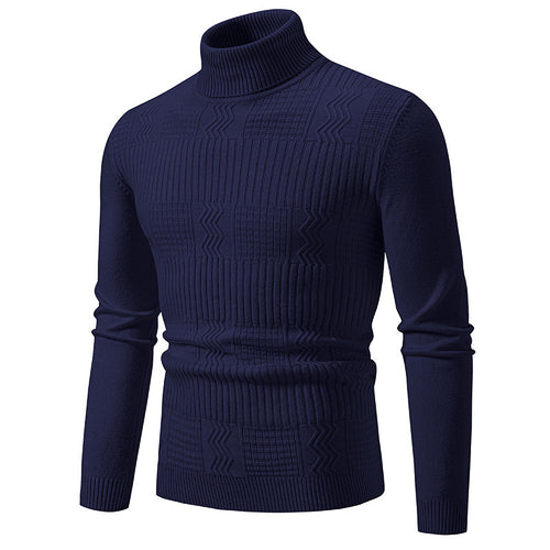 Herren moderigtig turtleneck sweater med struktureret mønster Stilla