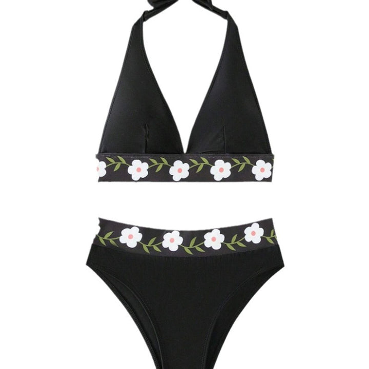 Dame højtaljet bikinisæt med florale accenter Stilla