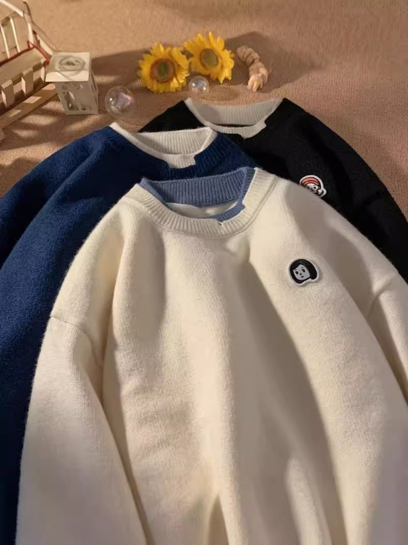 Dame afslappet sweater med specielle kontrastdetaljer Stilla