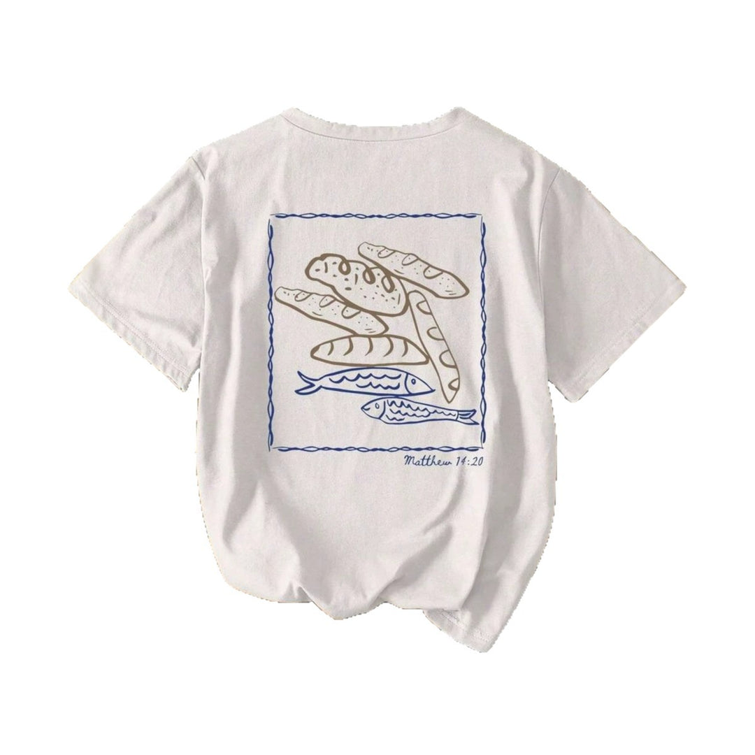 Dame kortærmet T-shirt med kreativ fiskenet-motiv Skovae