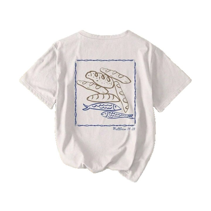Dame kortærmet T-shirt med kreativ fiskenet-motiv Skovae