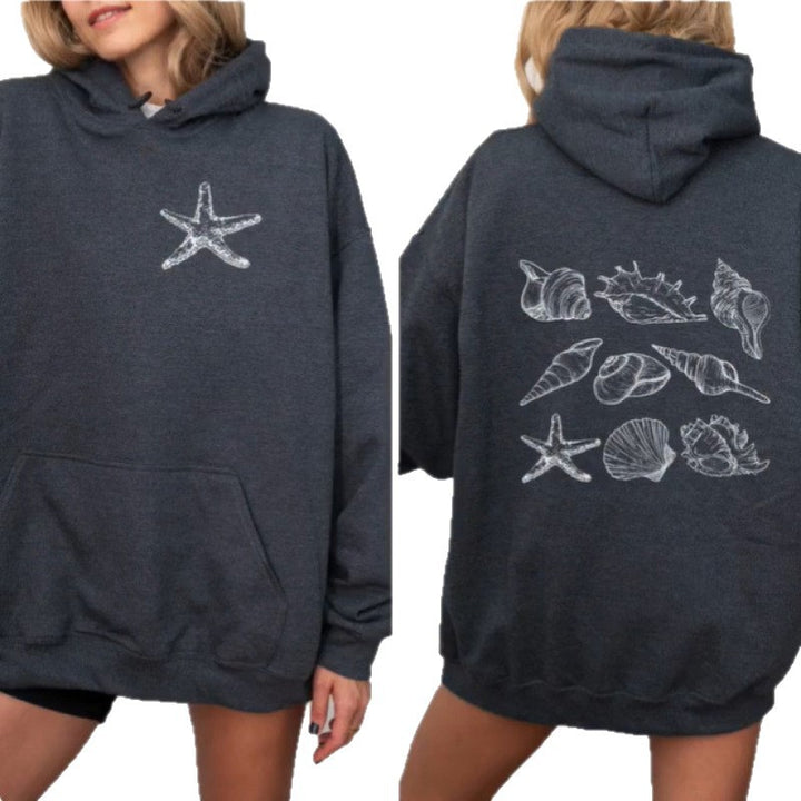Kvinder Oversized Hoodie med Maritim Skalsdesign Skovae