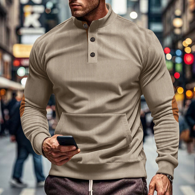 Herrer pullover med struktureret design og modige læderdetaljer Stilla