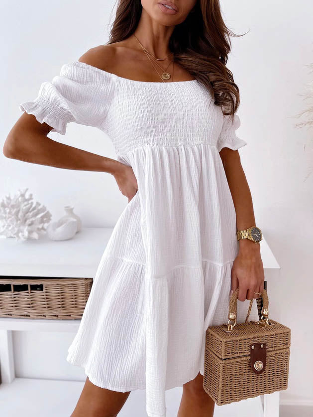 Stilla | Off Shoulder Korte Ærmer Løs Mini Kjole