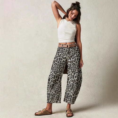 Dame Culottes i trendy leopard-design med høj talje og behagelig pasform Stilla