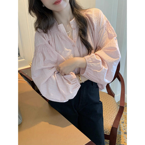 Dame Stribet Puffærme Bluse Stilla