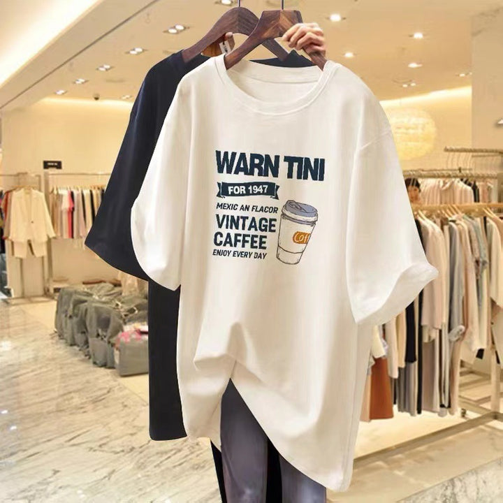 Dame T-shirt med vintage kaffepresse grafik Stilla