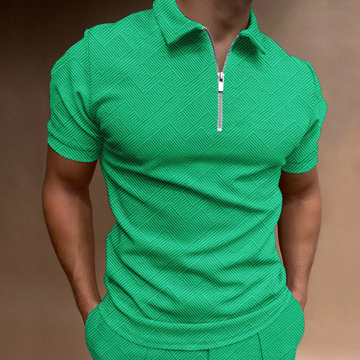 Herrer struktureret kortærmet zip-polo Stilla