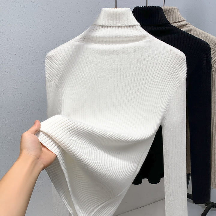 Dame rullekrave sweater i fin ribstrik Stilla