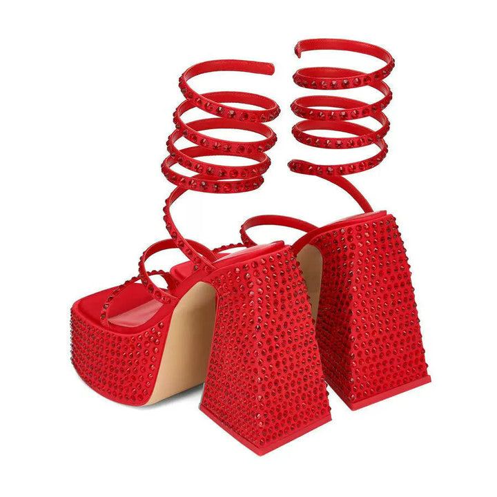 Femme Krystal-dekorerede Plateau-sko Stilla
