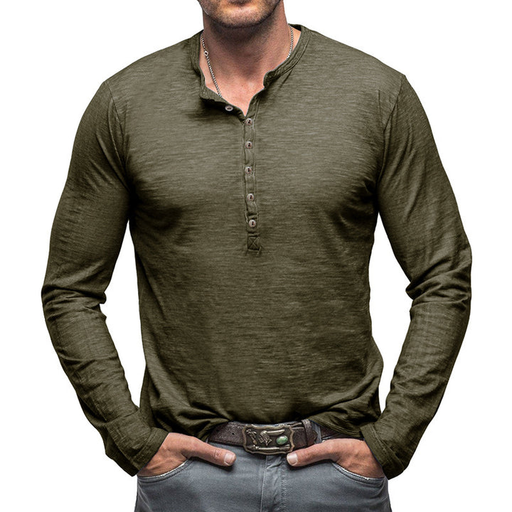 Herrer Langærmet Henley-Skjorte med stilfulde knapper Stilla