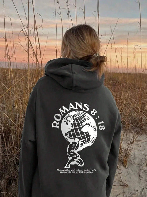 Kvinders hoodie med inspirerende verdenskort og højkvalitets print Skovae