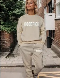 Kvinders casual sæt af sweater og joggers med sporty tryk Skovae