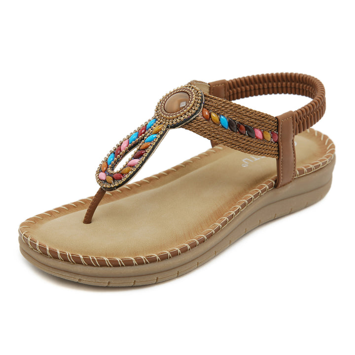 Dame flip-flops med farverige sten detaljer og komfortabel sål Stilla