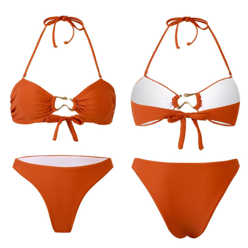 Dame Bandeau Bikini med elegant guld-detail Skovae