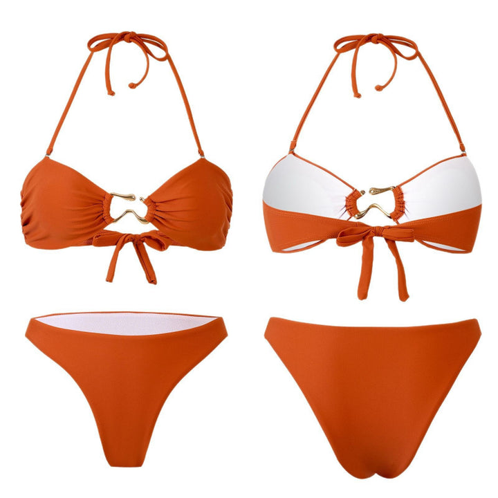 Dame Bandeau Bikini med elegant guld-detail Skovae