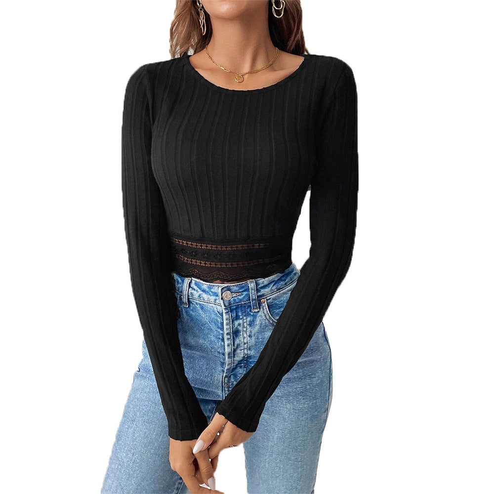 Kvinders cropped langærmet med raffinerede blonder detaljer Stilla