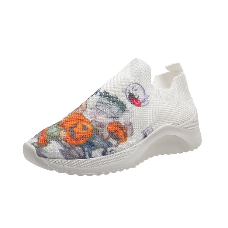 Dame Trendy Slip-On Sneakers med blomsterdesign og elastisk komfort Stilla