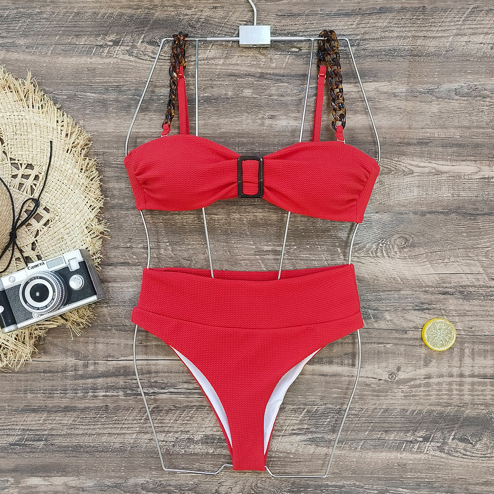 Dame bikini-sæt med legende floral-design og innovativ knude-top Stilla