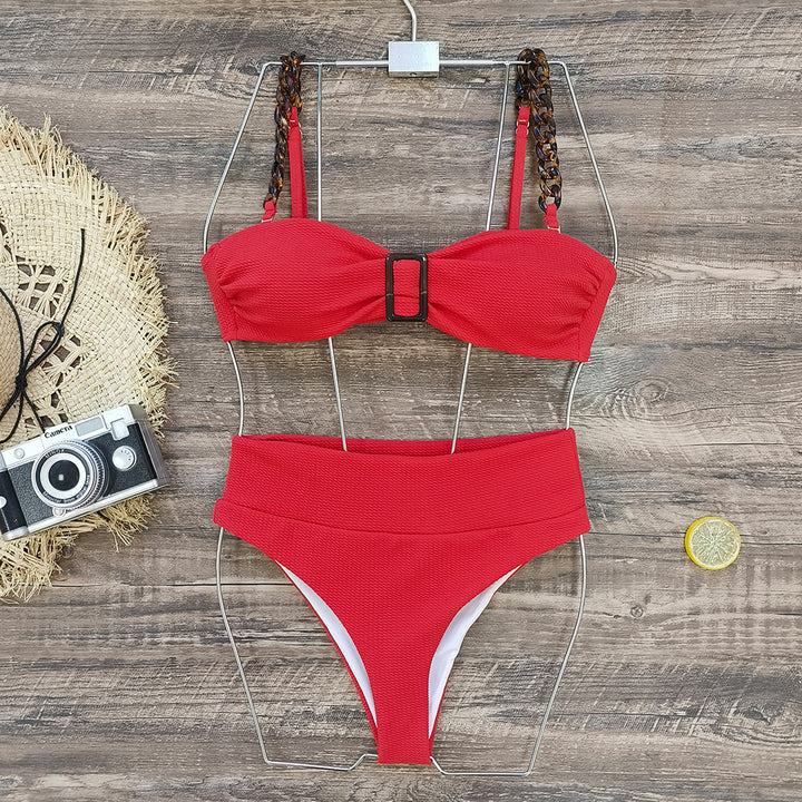 Dame bikini-sæt med legende floral-design og innovativ knude-top Stilla