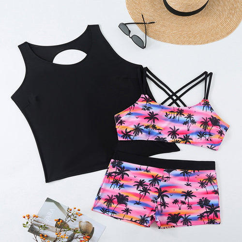 Dame Sporty Bikini-sæt med loose Tank-top og fashionable Shorts Skovae