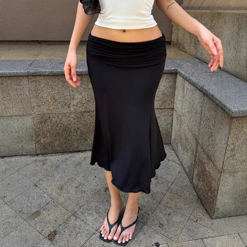 Dame Elegant Wrap Skirt med rynket talje og svajende kant Skovae
