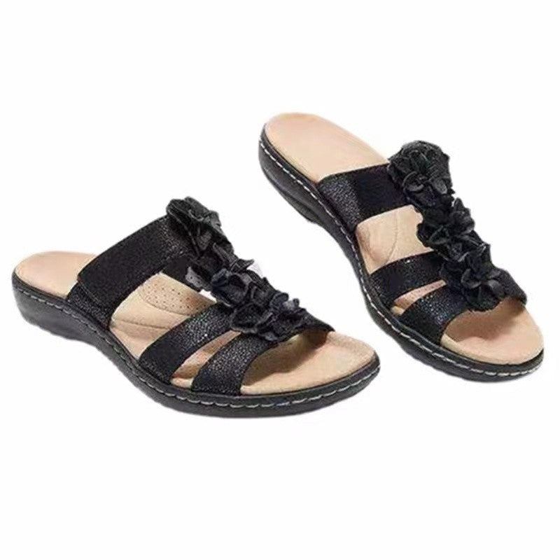 Dame Komfortable Sandaler med fashionable blomsteraccenter og ergonomisk fodseng Stilla