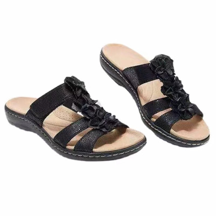Dame Komfortable Sandaler med fashionable blomsteraccenter og ergonomisk fodseng Stilla