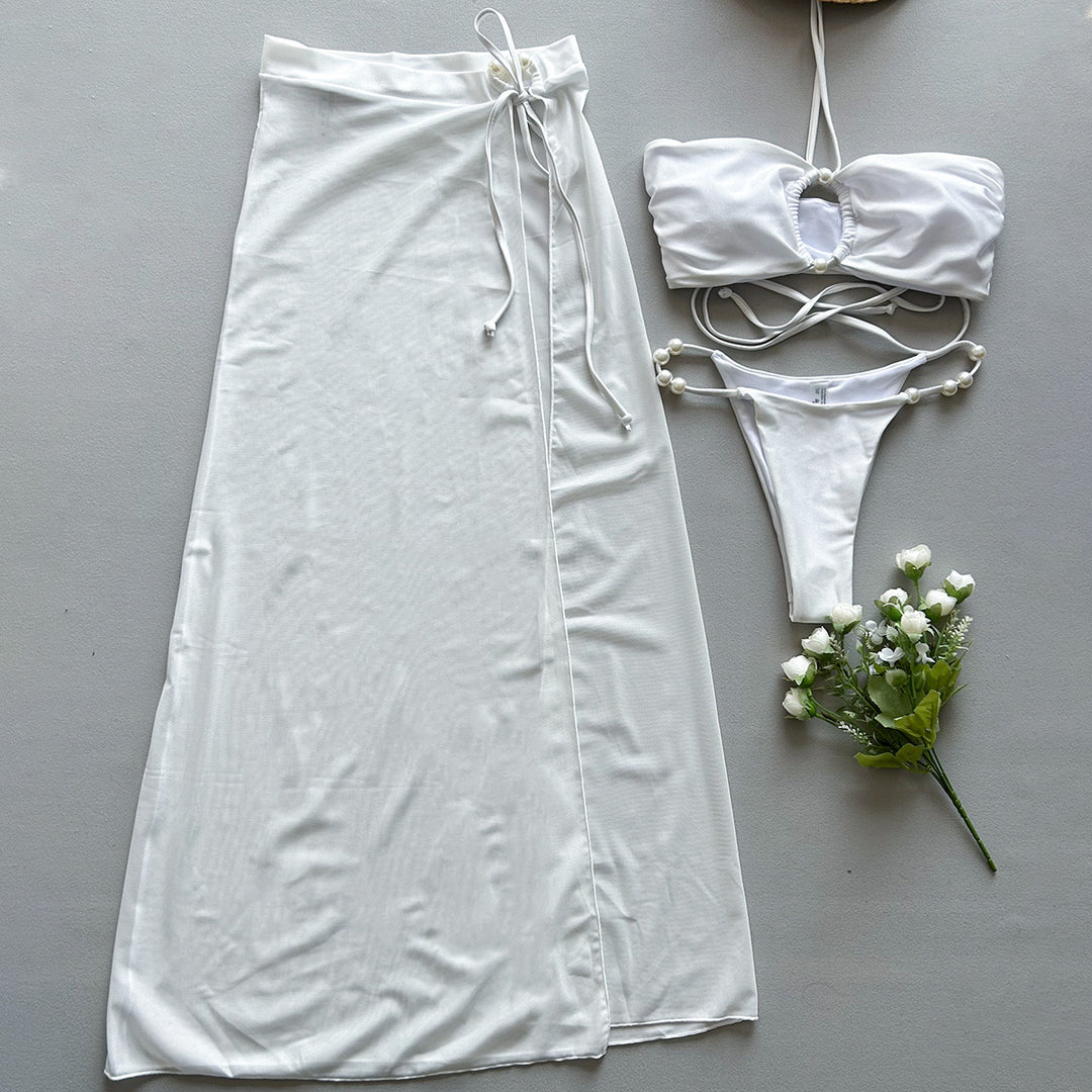 Dame bikini sæt med smart top og elegant maxiskørt Stilla