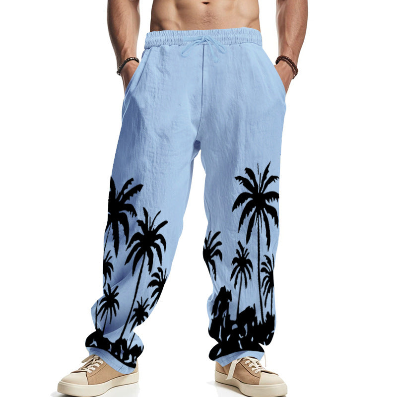 Herre casual joggingbukser med palmemotiv og elastisk talje Stilla