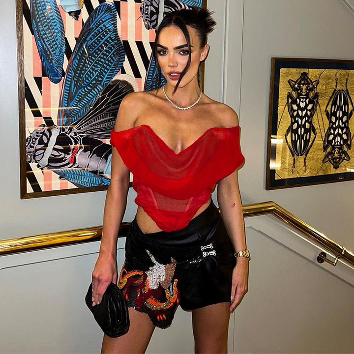 Dame Off-Shoulder Body med gennemsigtigt design Stilla