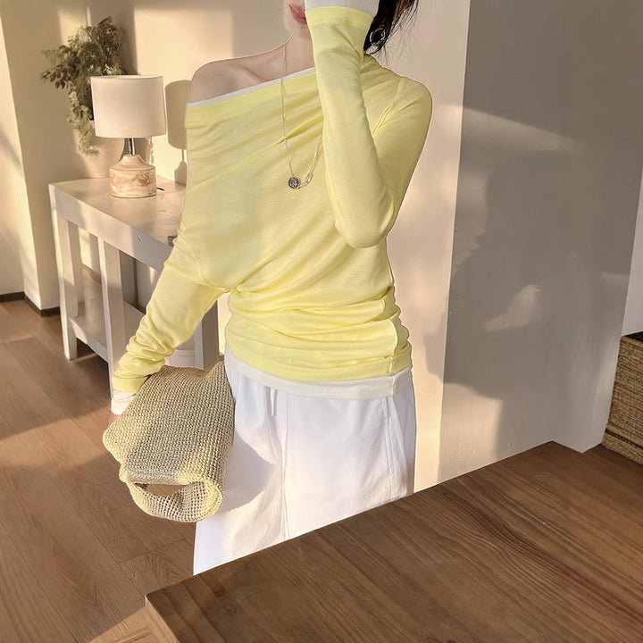 Damer Elegant asymmetrisk langærmet skjorte med højkvalitets detaljer Stilla