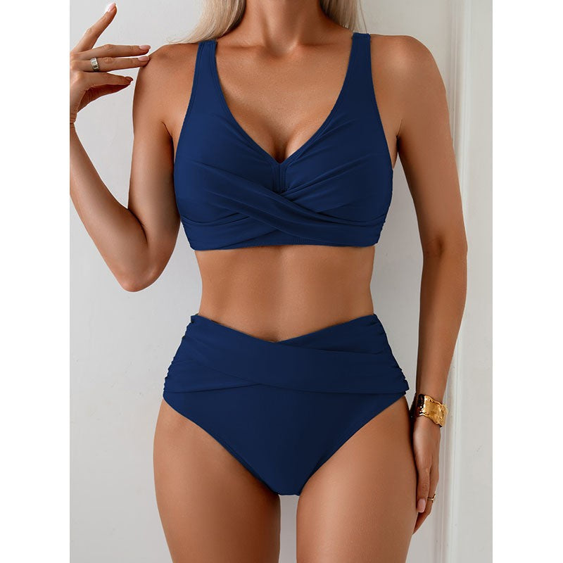 Dame High-waisted bikini sæt med raffineret indpakningsdesign Skovae