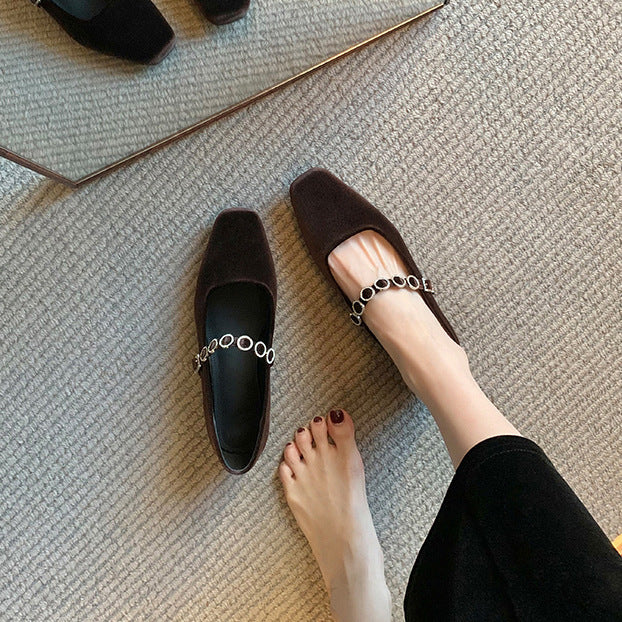 Dame Elegant Saten Mary Jane Ballerinaer med dekorativ strop Stilla