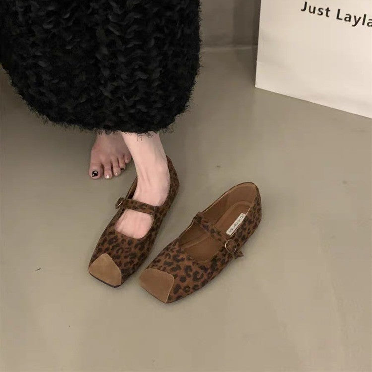 Femme Mary Jane Ballerinas med unikt dyretrykdesign Stilla