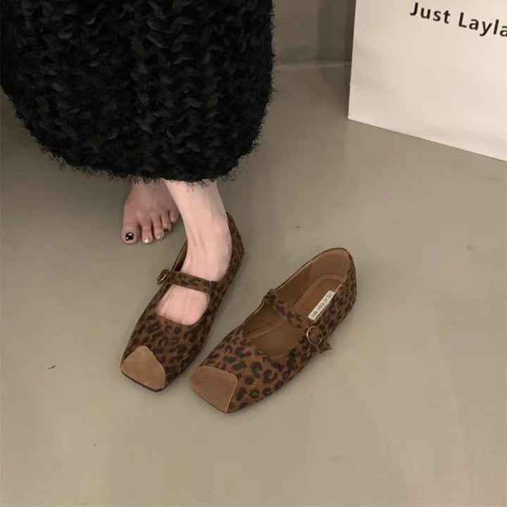 Femme Mary Jane Ballerinas med unikt dyretrykdesign Stilla