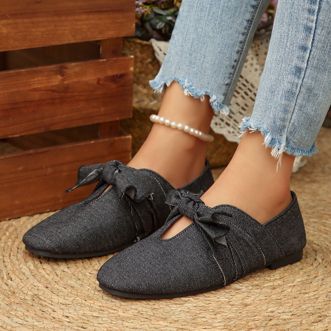 Dame Denim Ballerinas med Sløjfedetalje Stilla