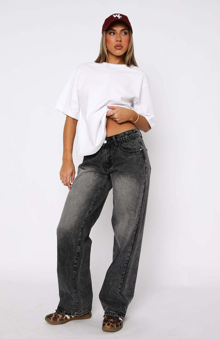 Dame afslappede brede jeans med høj talje og moderne snit Skovae
