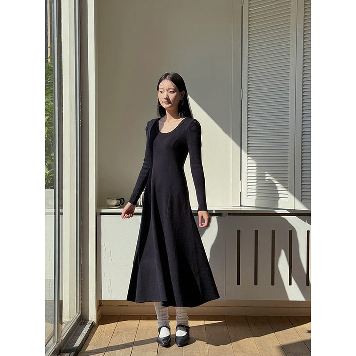 Dame Longsleeve Maxikjole med luftige puffærmer og elegant A-linje-snit Stilla