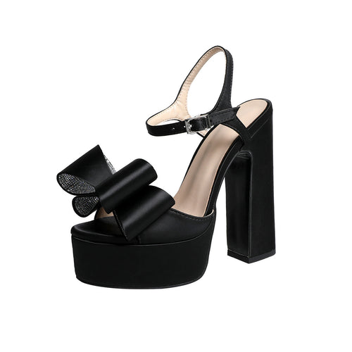 Femme Høj-Platform Slingback-Sandaler med dekorativt Sløjfedetalje Stilla