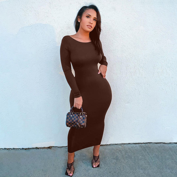 Dame Langærmet Bodycon Midi Kjole Stilla