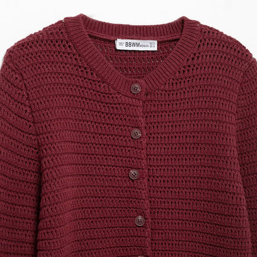 Femme Struktureret Strikcardigan med Knaplukning Stilla