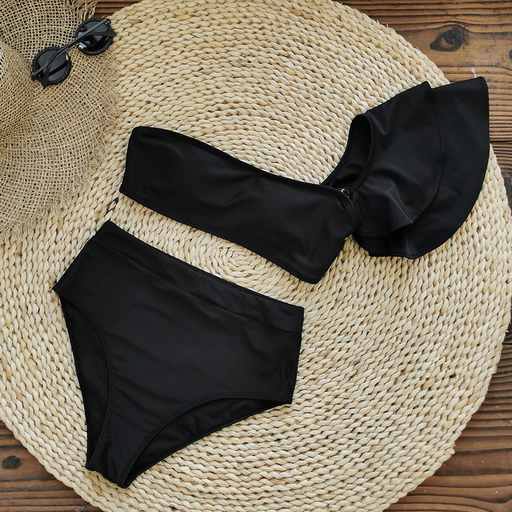 Dame bikini-sæt med asymmetrisk top og høj talje Stilla