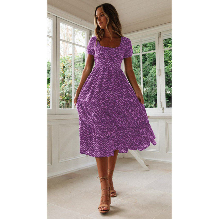 Femme Floral Print Maxi-Kjole med firkantet Udsnit Stilla