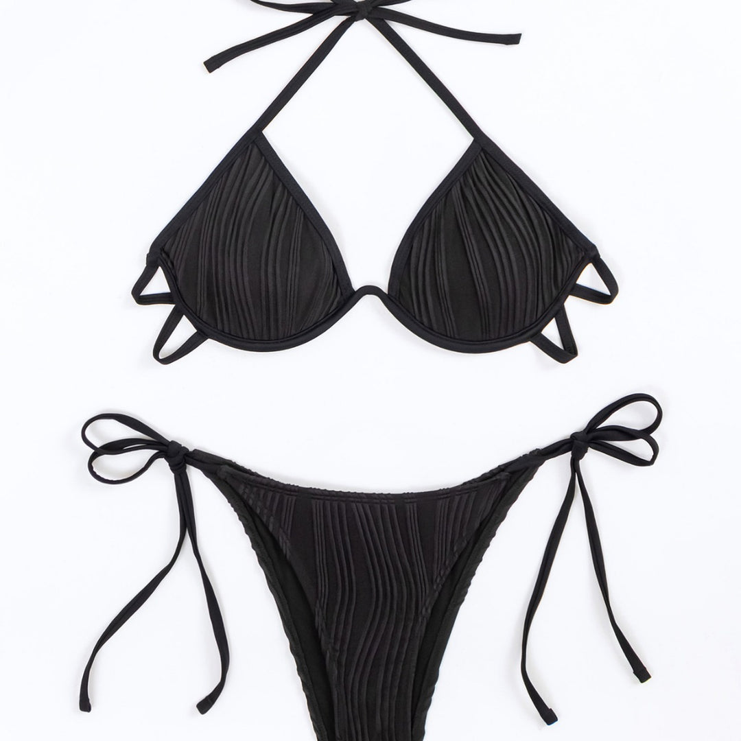 Dame triangel-bikini med rib-design Skovae