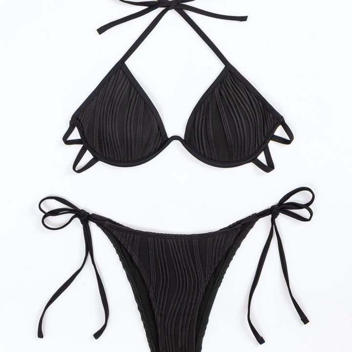 Dame triangel-bikini med rib-design Skovae